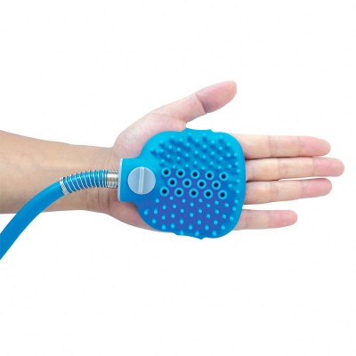 Factory wholesale pet grooming glove water bath sprayer and massage brush with water pipe